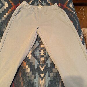 Pact Posey blue/green Courtside Fleece Side Slit Organic Sweatpants